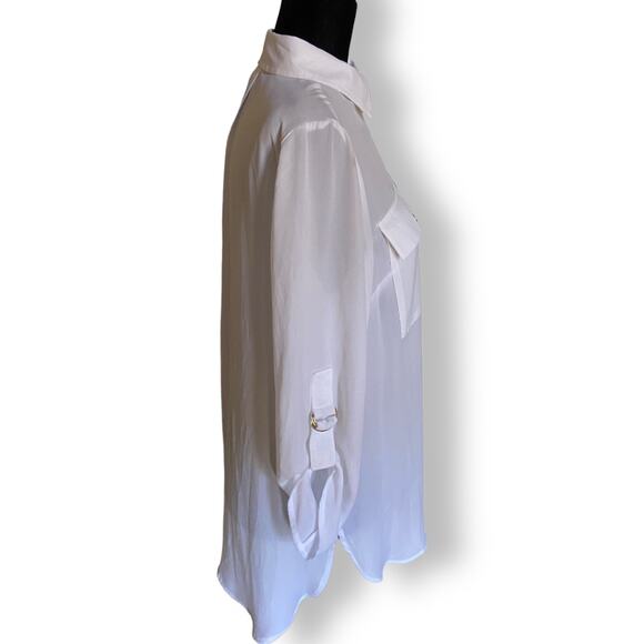 MICHAEL Kors Womens Blouse Size Small White Sheer Quarter Zip NEW - Picture 4 of 11
